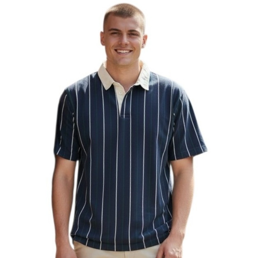 Abercrombie and Fitch Men's size Large‎ Short Sleeve Stripe Rugby Preppy Polo